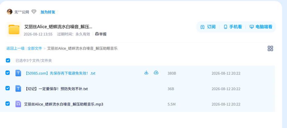 艾丽丝Alice_蟋蟀流水白噪音_解压助眠音乐 网盘目录截图