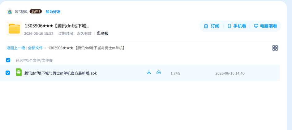 DNF单机版 网盘目录截图